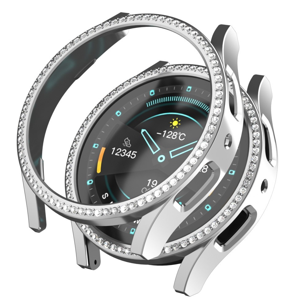 Decory plastové nasadzovacie puzdro s kamienkami na Samsung Galaxy Watch7 44mm - strieborné