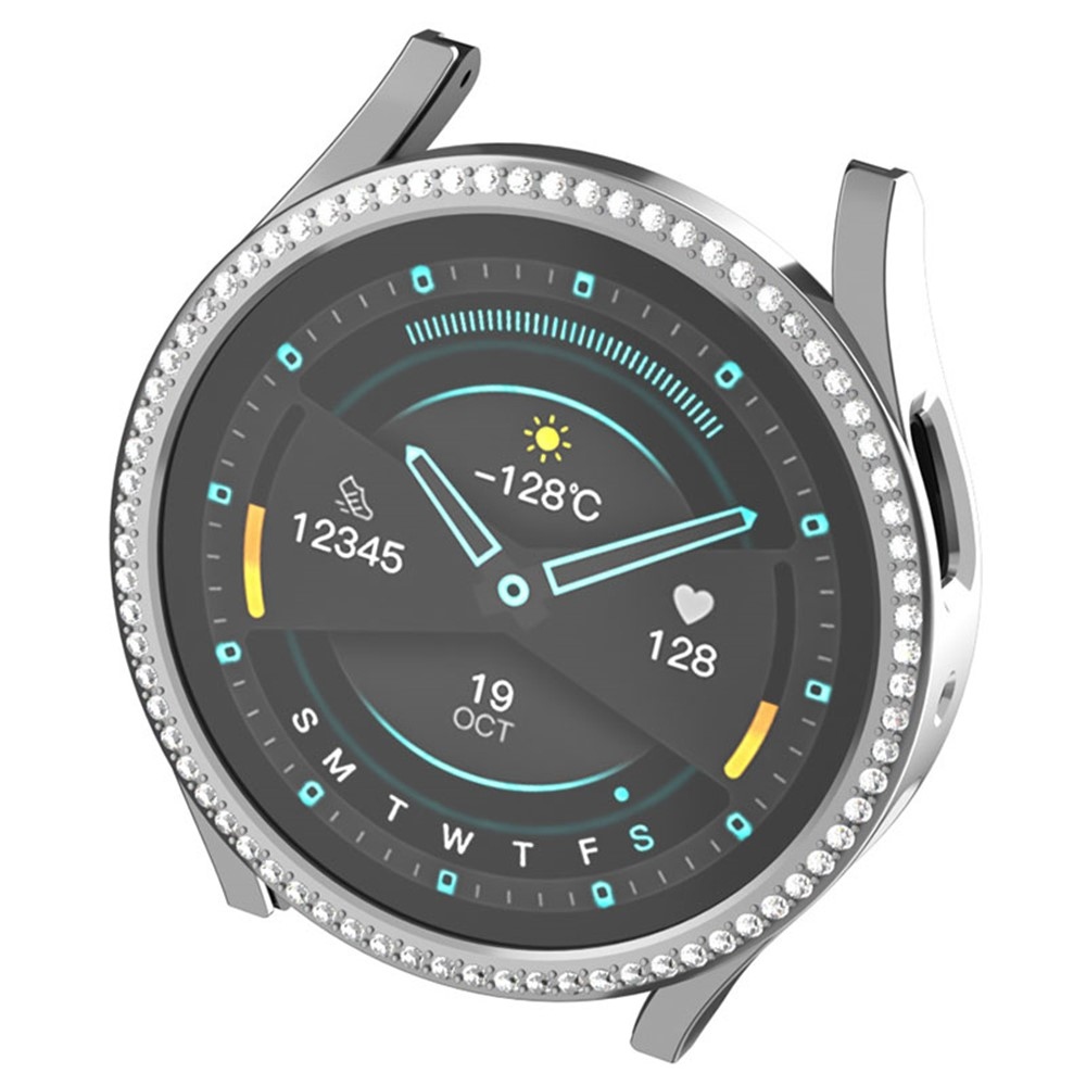 Decory plastové nasadzovacie puzdro s kamienkami na Samsung Galaxy Watch7 44mm - strieborné