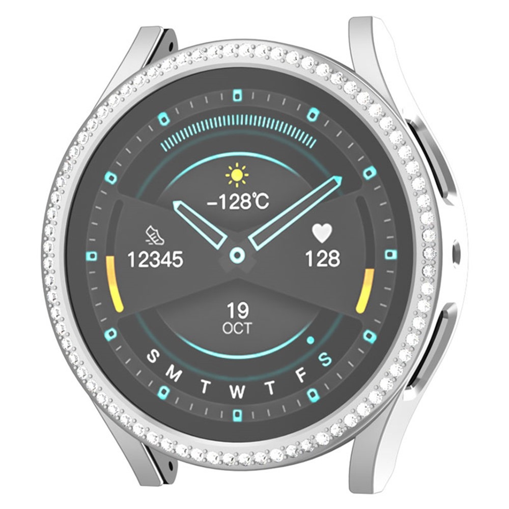 Decory plastové nasadzovacie puzdro s kamienkami na Samsung Galaxy Watch7 44mm - strieborné