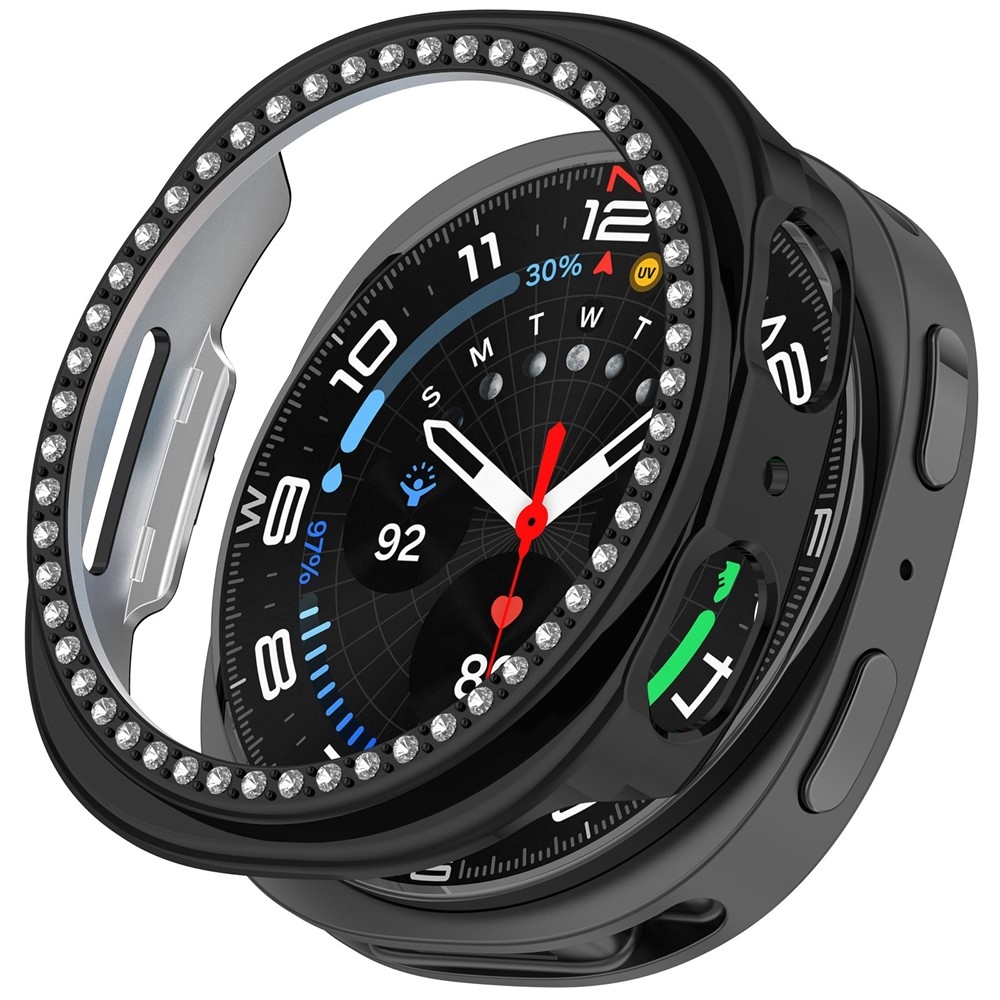 Decory plastové nasadzovacie púzdro s kamienkami na Samsung Galaxy Watch8 44mm - čierne