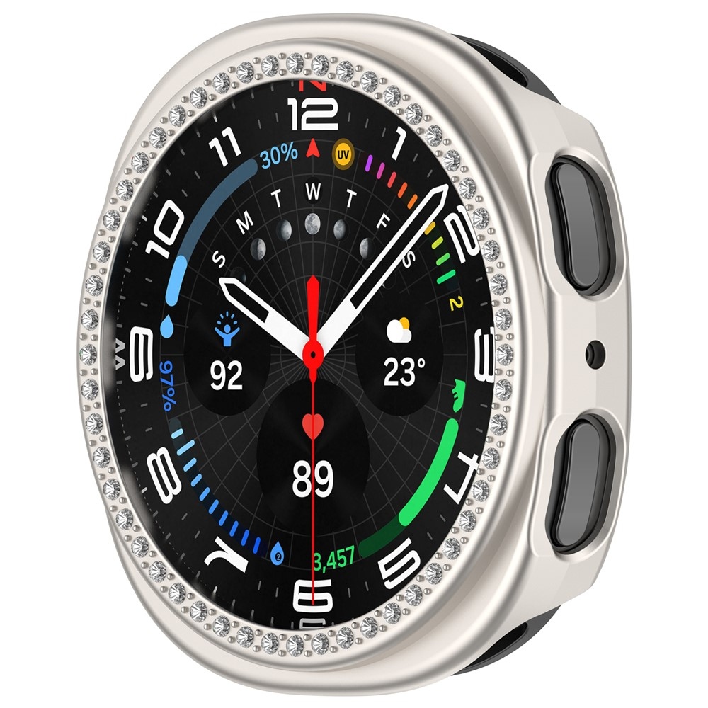 Decory plastové nasadzovacie puzdro s kamienkami na Samsung Galaxy Watch9 40mm - béžové
