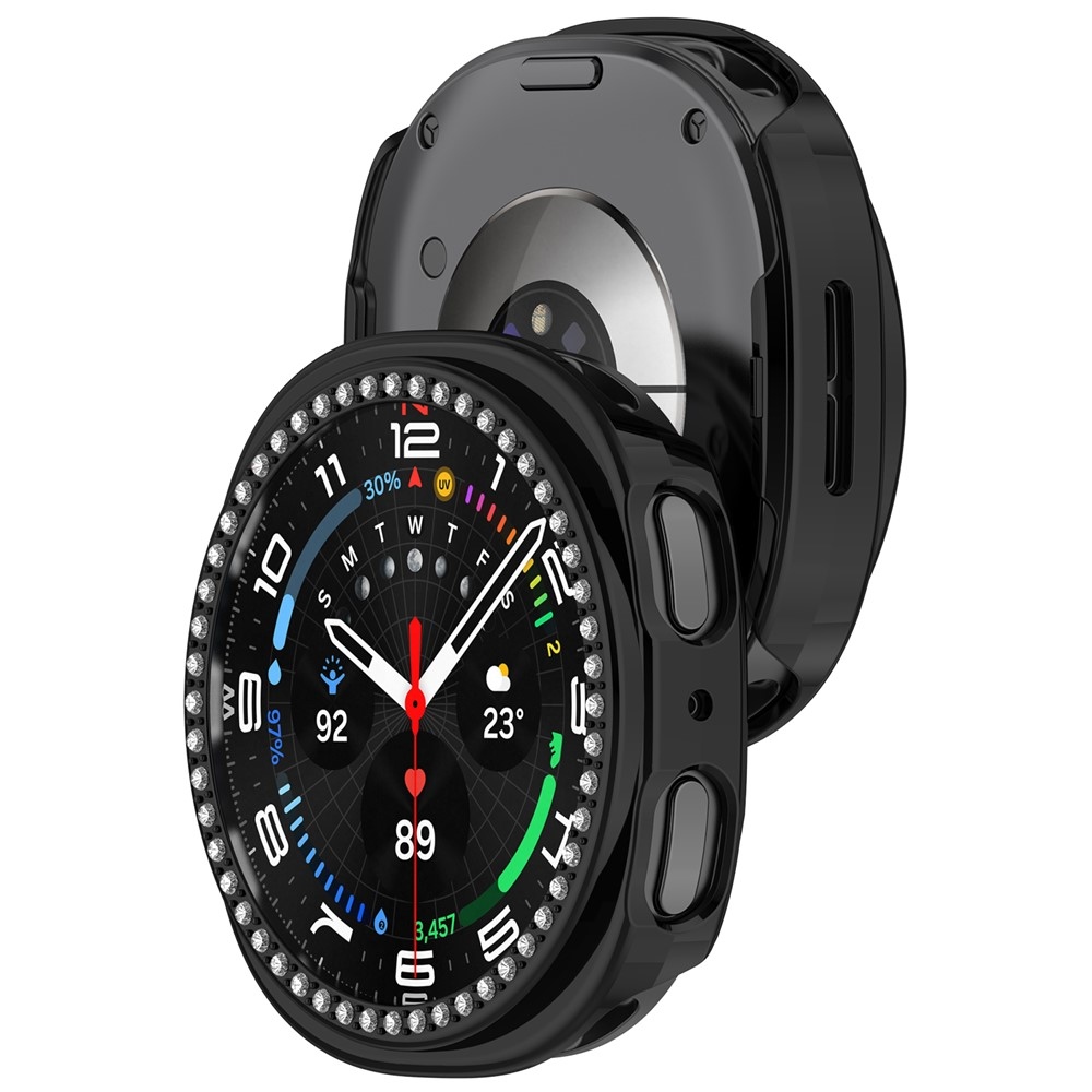 Decory plastové nasadzovacie puzdro s kamienkami na Samsung Galaxy Watch9 40mm - čierne