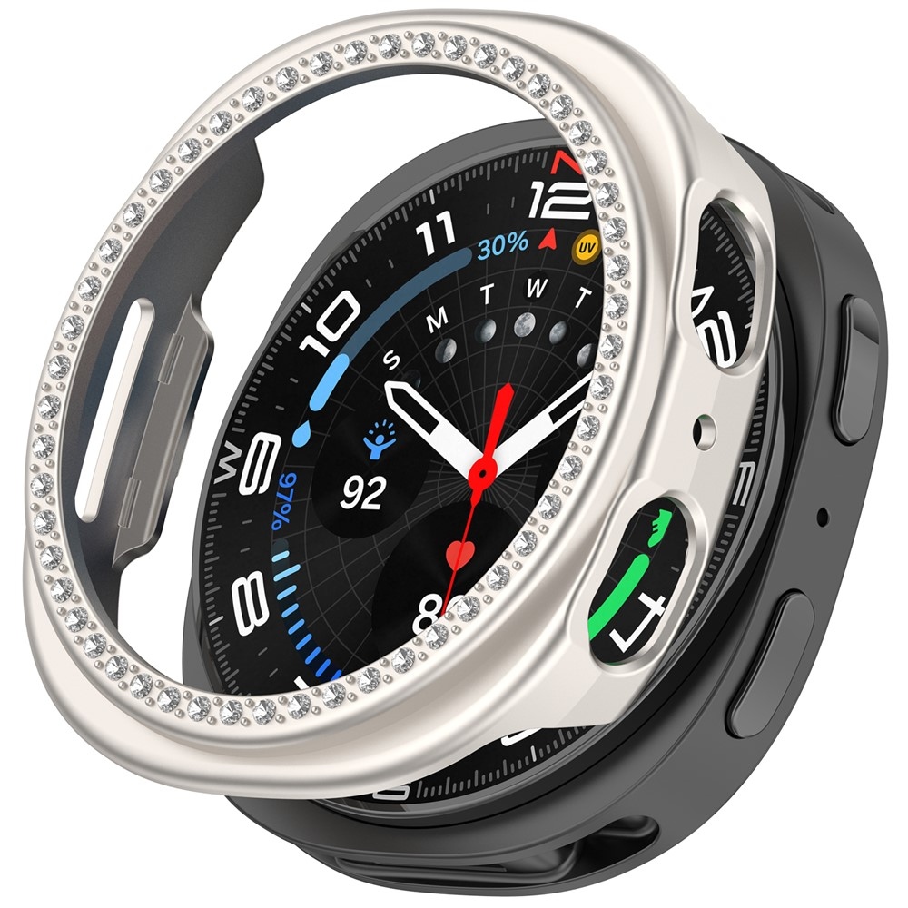 Decory plastové nasadzovacie puzdro s kamienkami na Samsung Galaxy Watch9 44mm - béžové