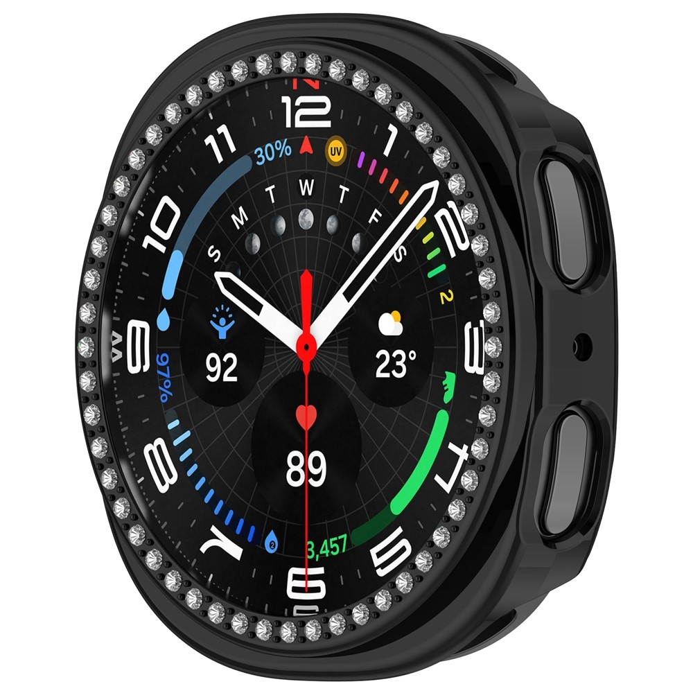 Decory plastové nasadzovacie puzdro s kamienkami na Samsung Galaxy Watch9 44mm - čierne