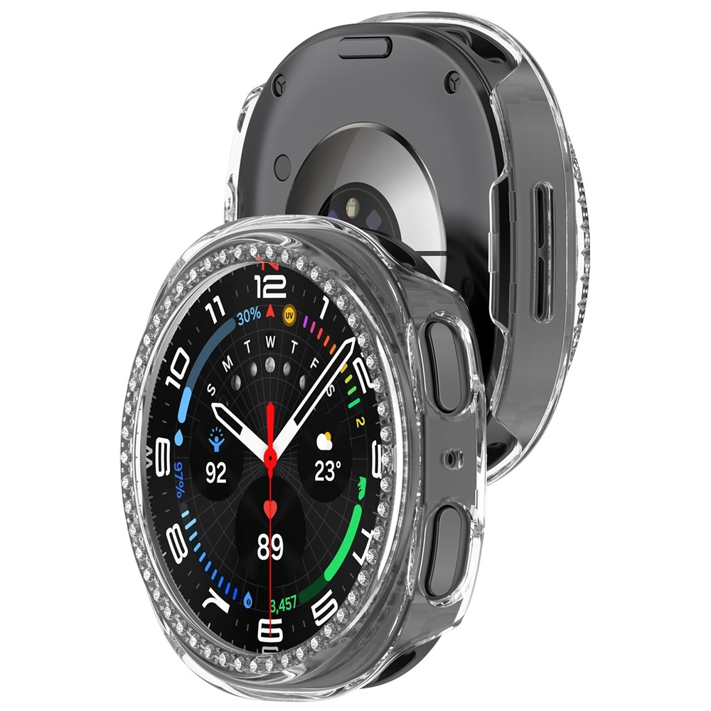 Decory plastové nasadzovacie puzdro s kamienkami na Samsung Galaxy Watch9 44mm - priehľadné