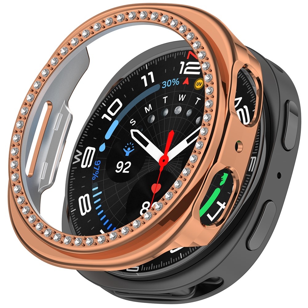 Decory plastové nasadzovacie puzdro s kamienkami na Samsung Galaxy Watch9 44mm - ružovozlaté