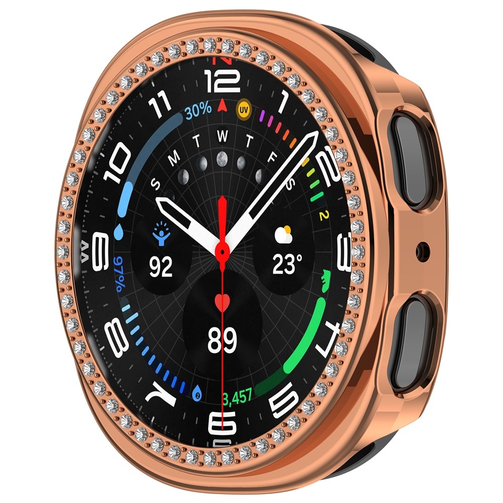 Decory plastové nasadzovacie puzdro s kamienkami na Samsung Galaxy Watch9 44mm - ružovozlaté