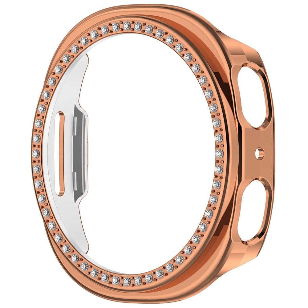 Decory plastové nasadzovacie puzdro s kamienkami na Samsung Galaxy Watch9 44mm - ružovozlaté