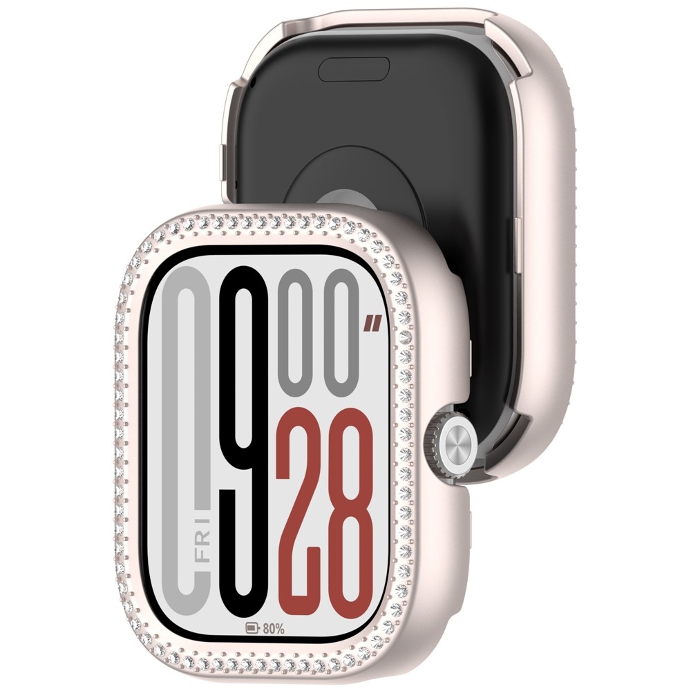 Decory plastové nasadzovacie puzdro s kamienkami na Xiaomi Redmi Watch 5 - béžové