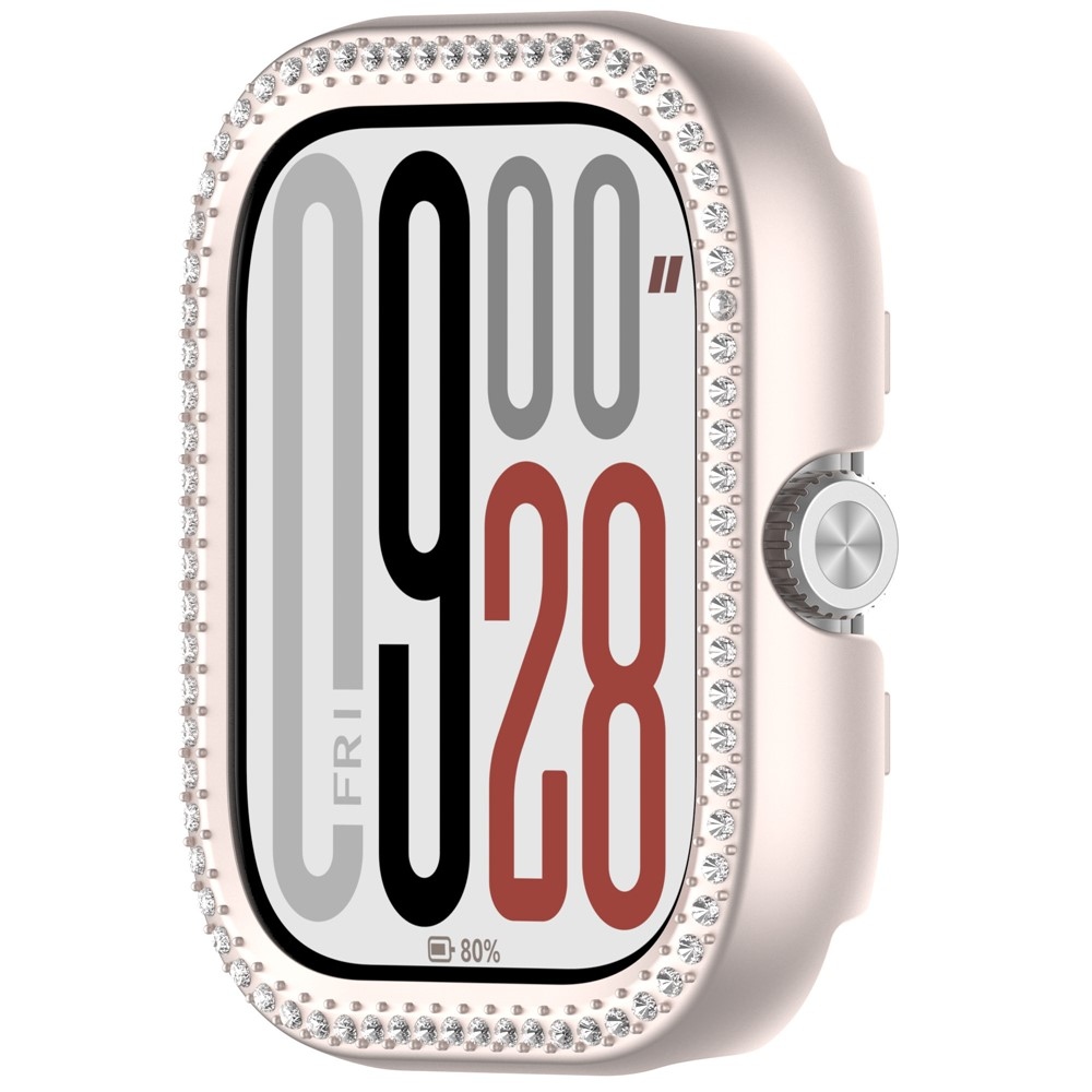 Decory plastové nasadzovacie puzdro s kamienkami na Xiaomi Redmi Watch 5 - béžové