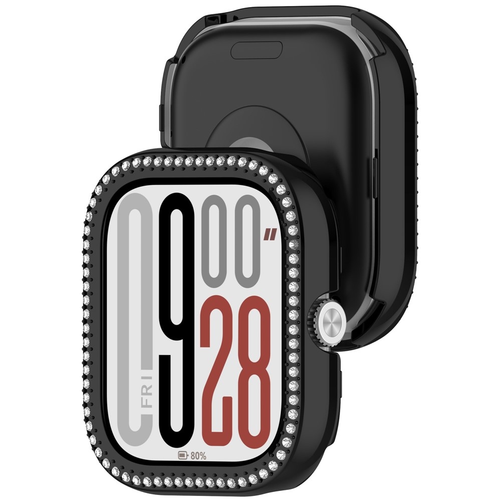 Decory plastové nasadzovacie puzdro s kamienkami na Xiaomi Redmi Watch 5 - čierne