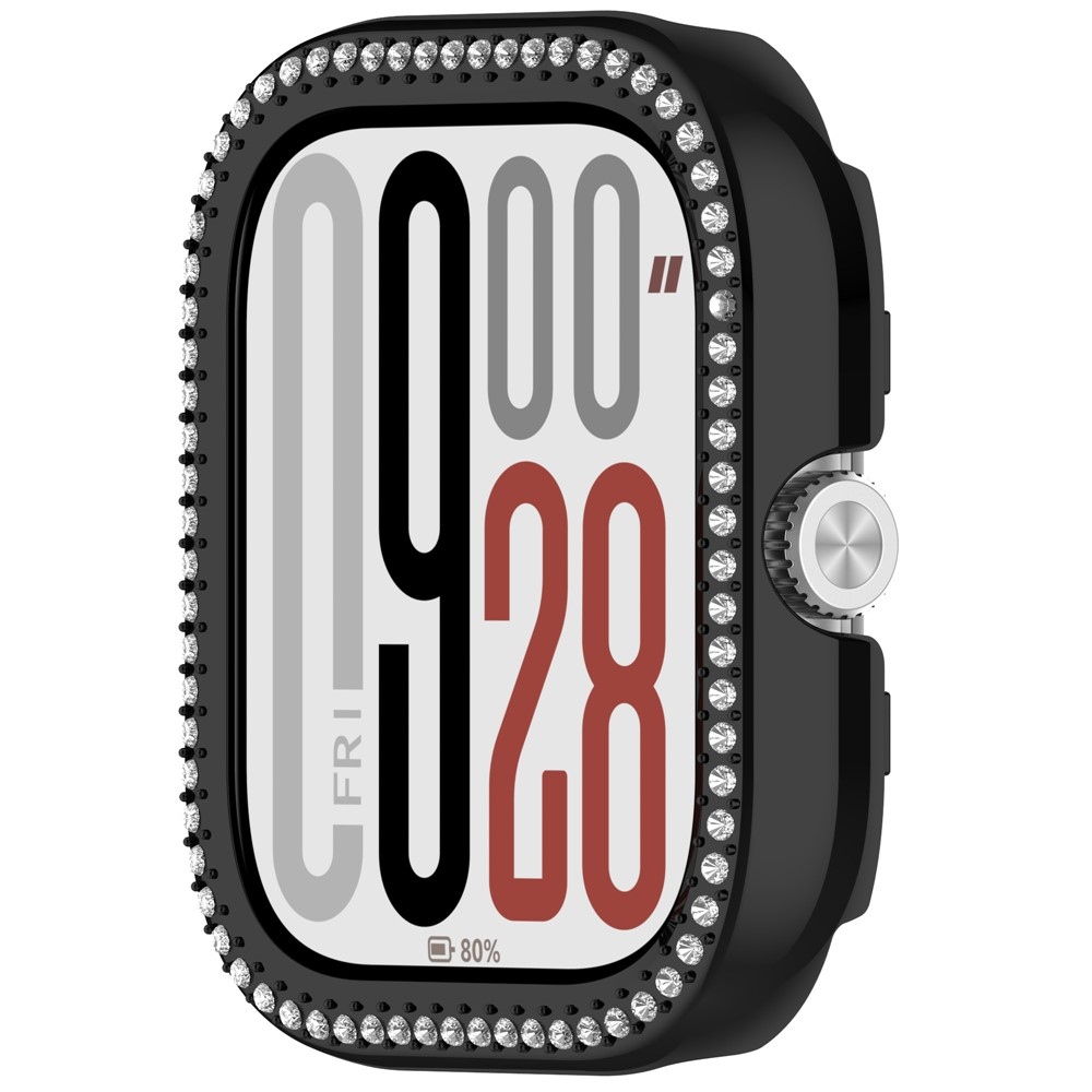 Decory plastové nasadzovacie puzdro s kamienkami na Xiaomi Redmi Watch 5 - čierne