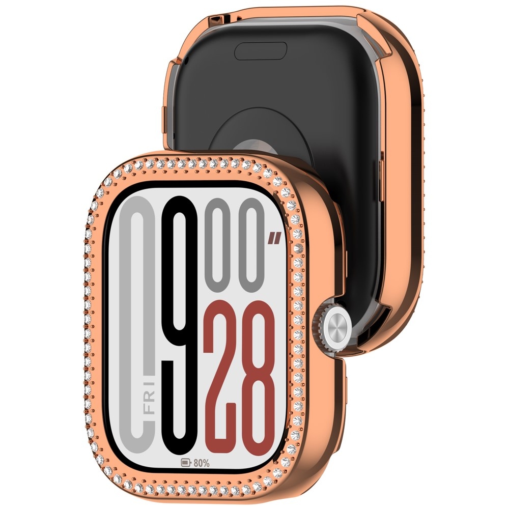 Decory plastové nasadzovacie puzdro s kamienkami na Xiaomi Redmi Watch 5 - ružovozlaté