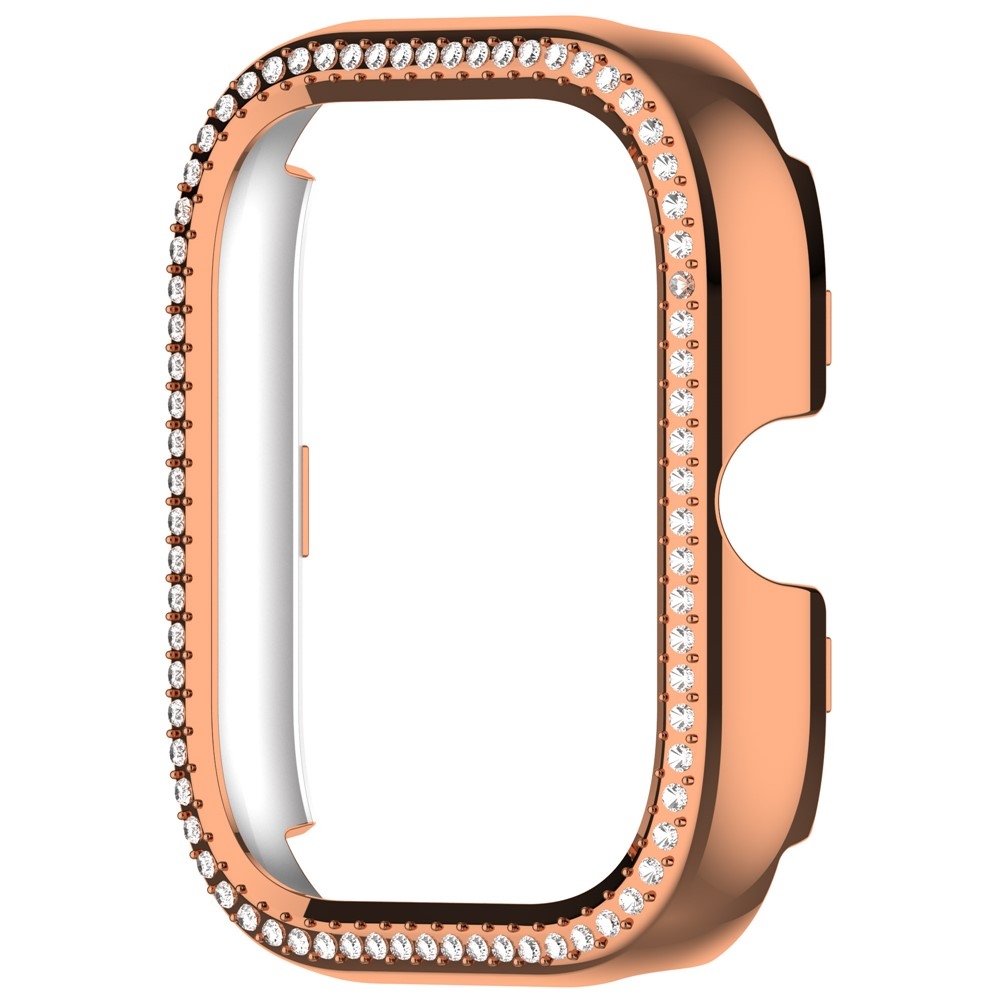 Decory plastové nasadzovacie puzdro s kamienkami na Xiaomi Redmi Watch 5 - ružovozlaté