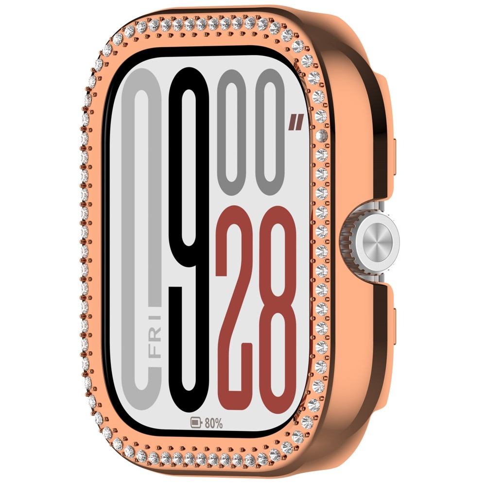 Decory plastové nasadzovacie puzdro s kamienkami na Xiaomi Redmi Watch 5 - ružovozlaté