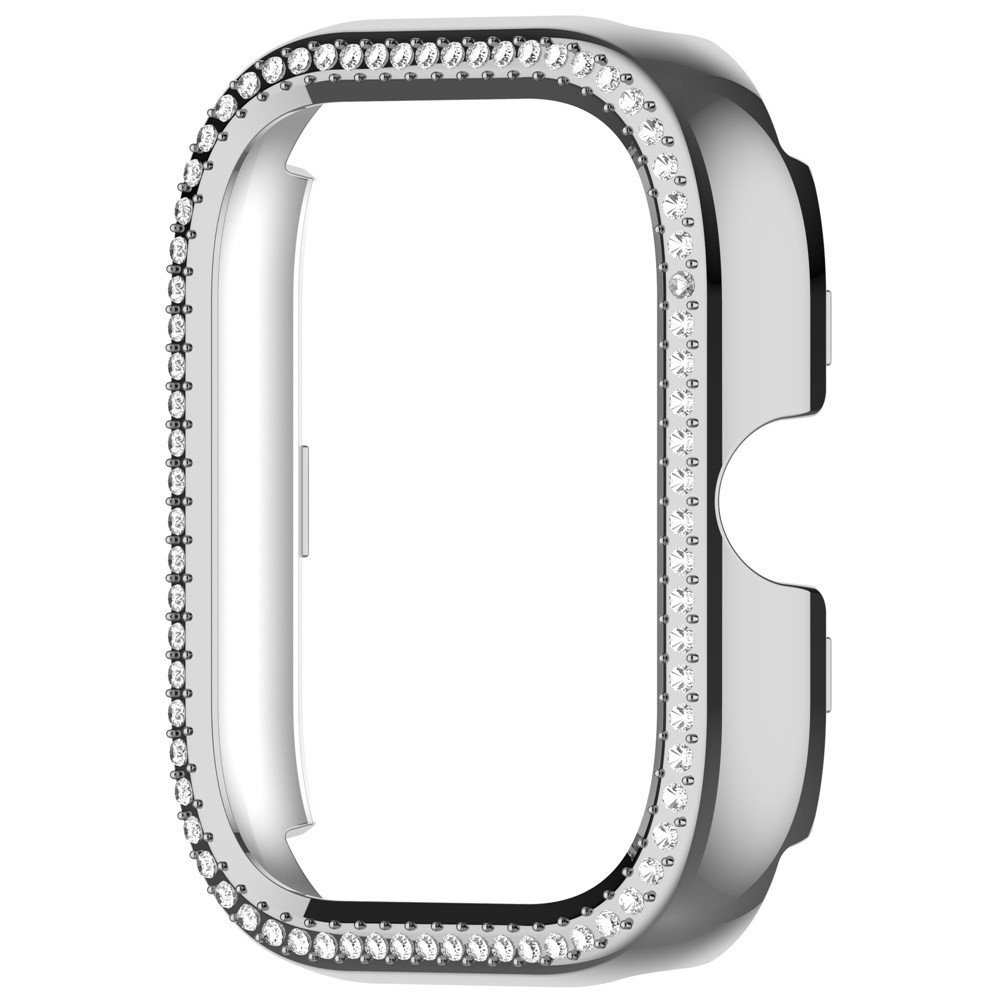 Decory plastové nasadzovacie puzdro s kamienkami na Xiaomi Redmi Watch 5 - strieborné