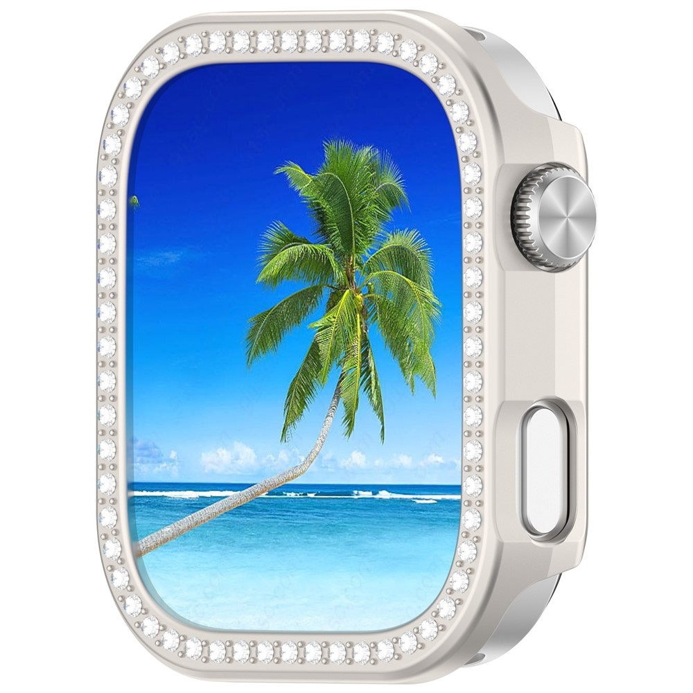 Decory plastové nasadzovacie puzdro s kamienkami na Xiaomi Redmi Watch 6 - béžové
