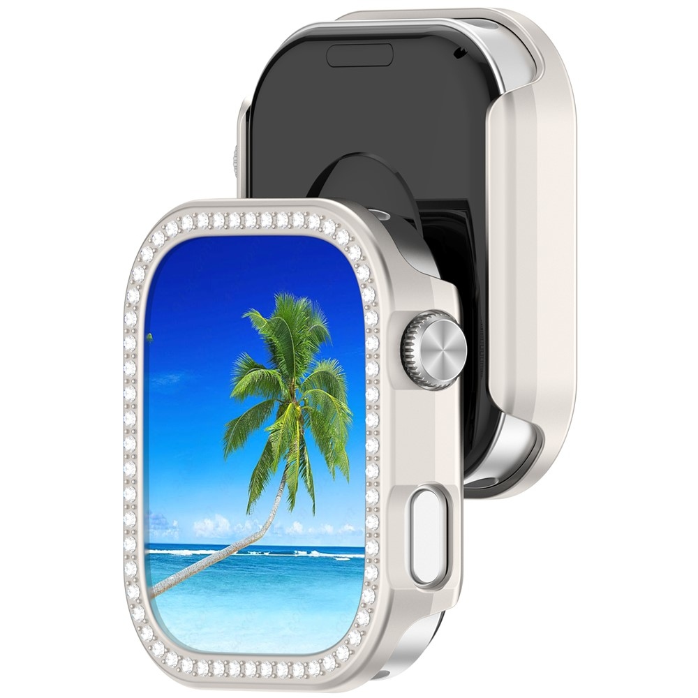 Decory plastové nasadzovacie puzdro s kamienkami na Xiaomi Redmi Watch 6 - béžové