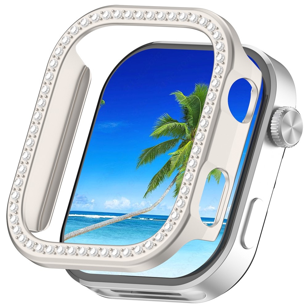 Decory plastové nasadzovacie puzdro s kamienkami na Xiaomi Redmi Watch 6 - béžové