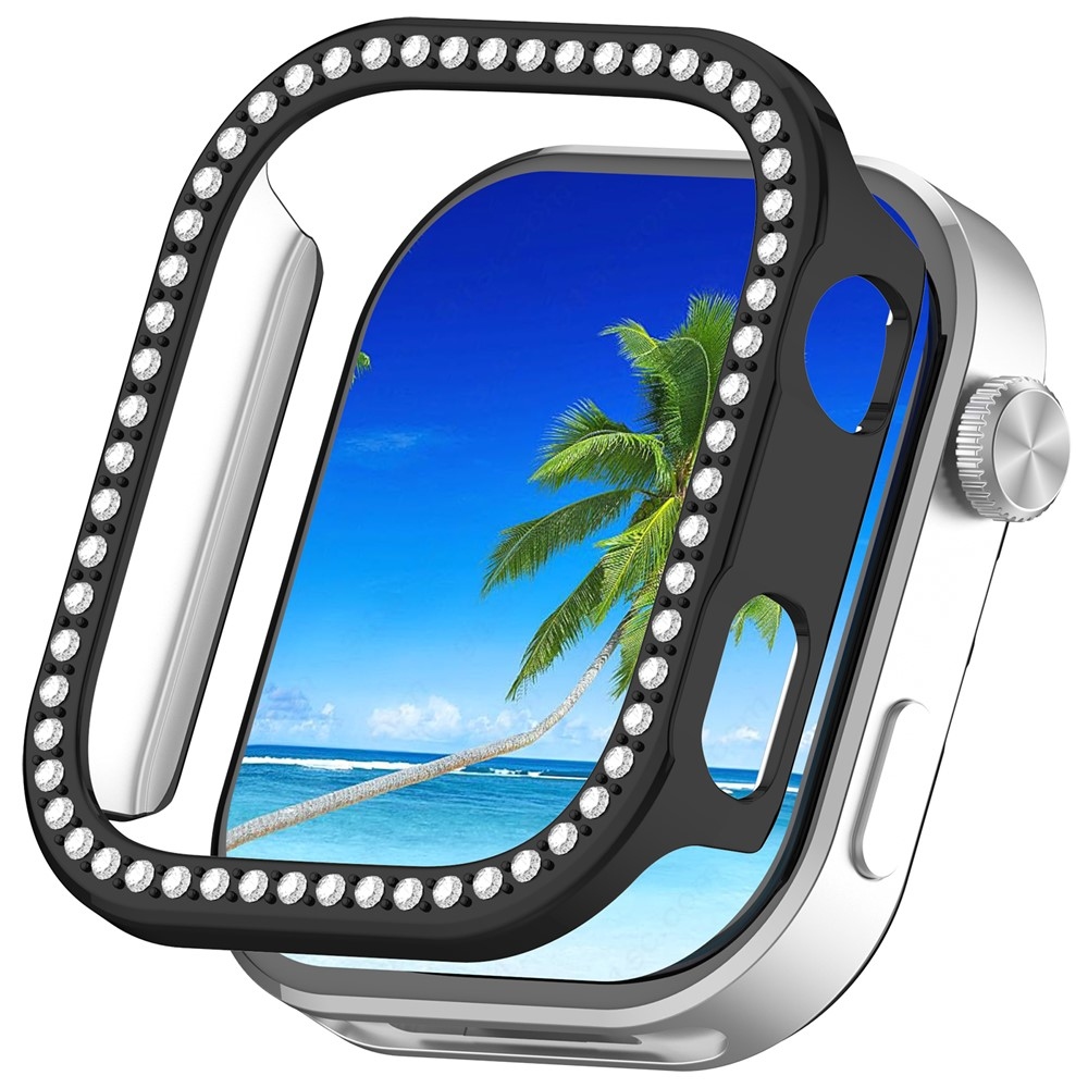 Decory plastové nasadzovacie puzdro s kamienkami na Xiaomi Redmi Watch 6 - čierne