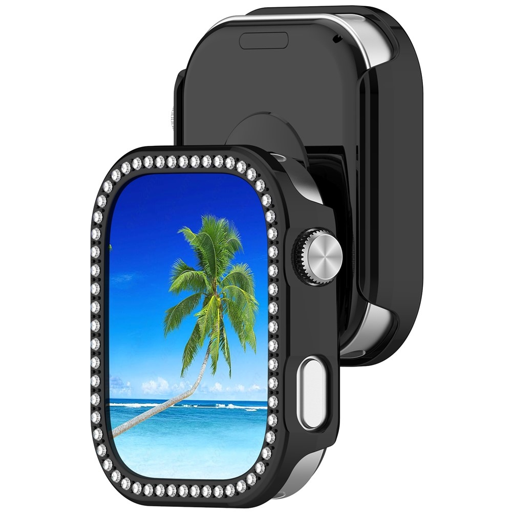 Decory plastové nasadzovacie puzdro s kamienkami na Xiaomi Redmi Watch 6 - čierne