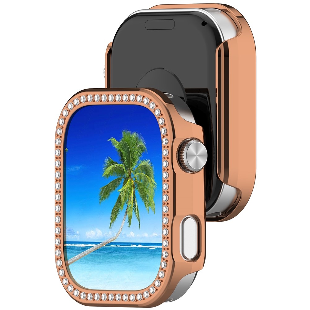 Decory plastové nasadzovacie puzdro s kamienkami na Xiaomi Redmi Watch 6 - ružovozlaté