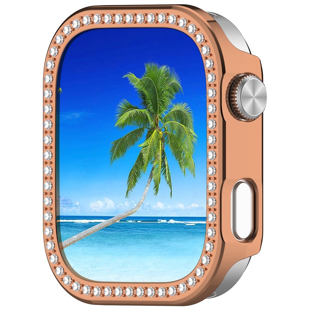 Decory plastové nasadzovacie puzdro s kamienkami na Xiaomi Redmi Watch 6 - ružovozlaté