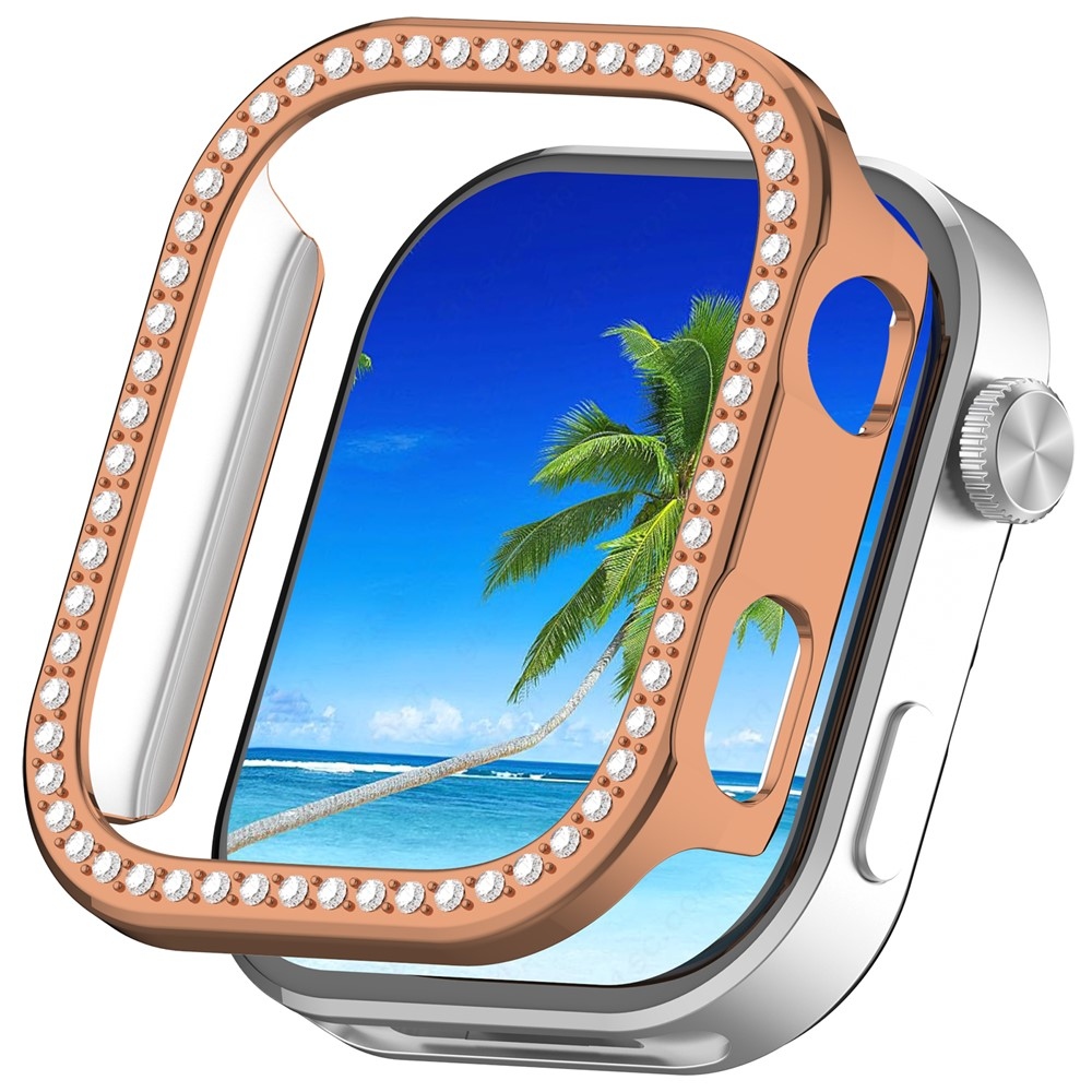 Decory plastové nasadzovacie puzdro s kamienkami na Xiaomi Redmi Watch 6 - ružovozlaté