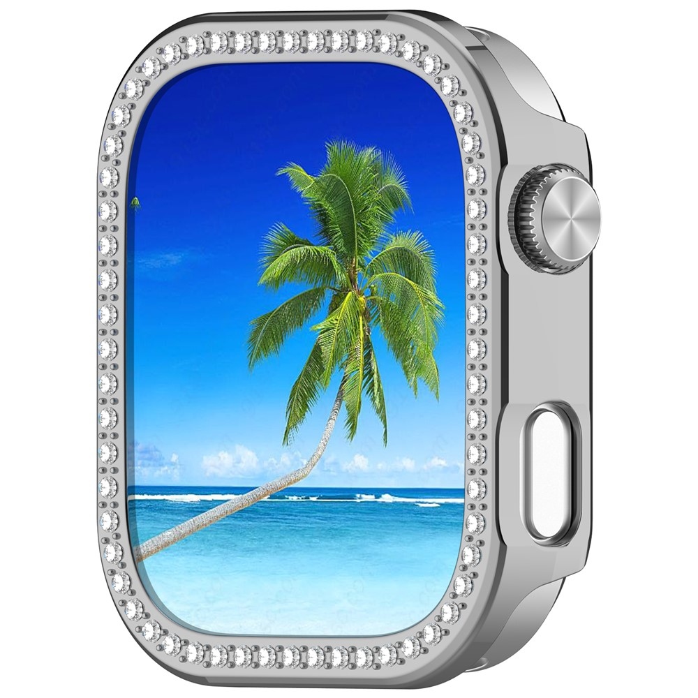 Decory plastové nasadzovacie puzdro s kamienkami na Xiaomi Redmi Watch 6 - strieborné