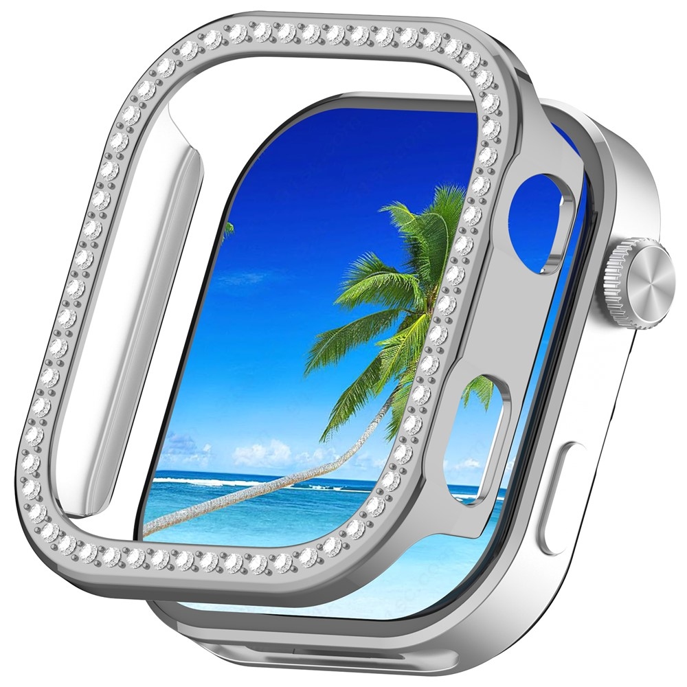 Decory plastové nasadzovacie puzdro s kamienkami na Xiaomi Redmi Watch 6 - strieborné