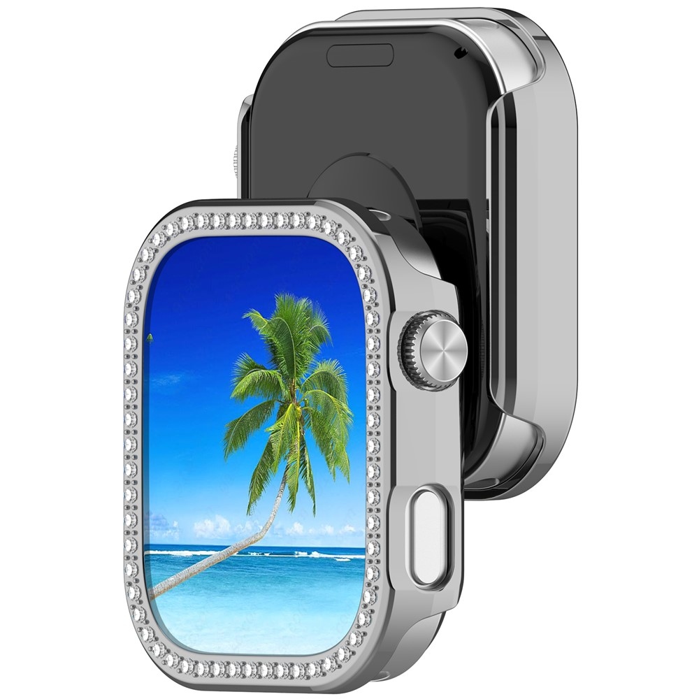 Decory plastové nasadzovacie puzdro s kamienkami na Xiaomi Redmi Watch 6 - strieborné