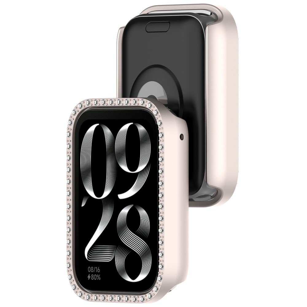 Decory plastové nasadzovacie puzdro s kamienkami na Xiaomi Smart Band 10 Pro - béžové