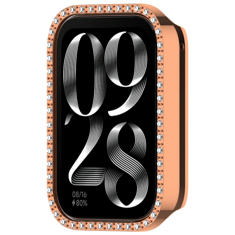 Decory plastové nasadzovacie puzdro s kamienkami na Xiaomi Smart Band 10 Pro - ružovozlaté
