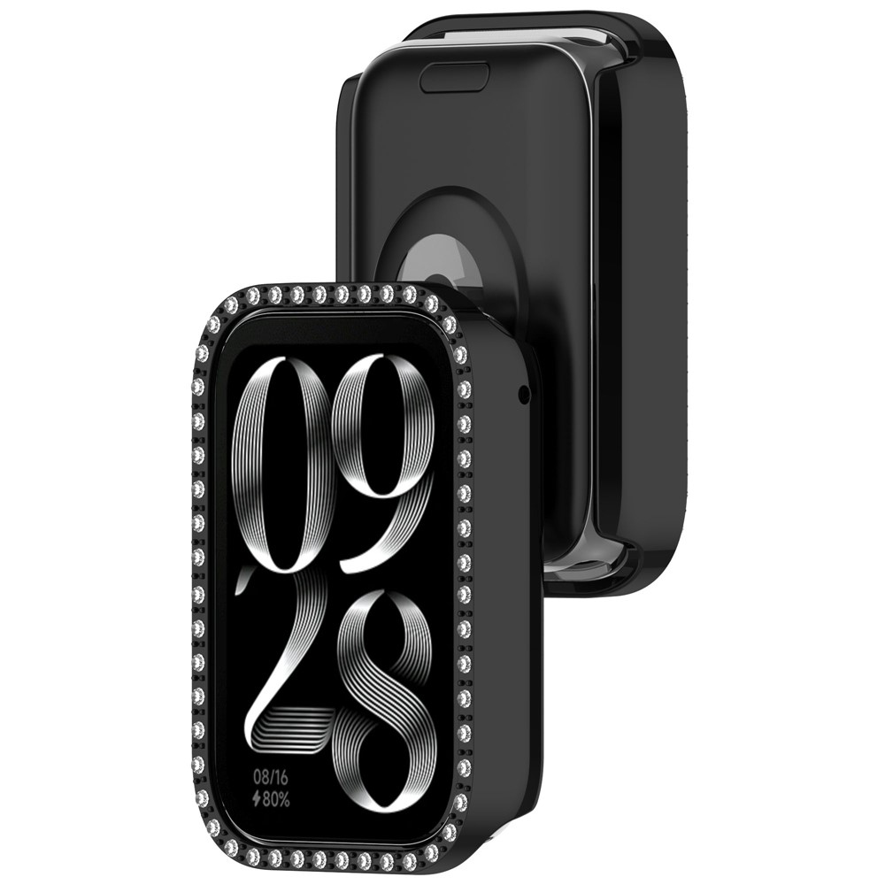 Decory plastové nasadzovacie puzdro s kamienkami na Xiaomi Smart Band 8 Pro - čierne