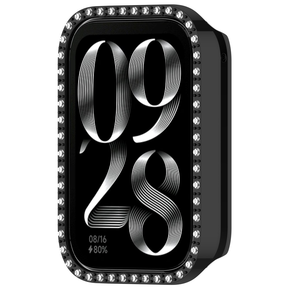Decory plastové nasadzovacie puzdro s kamienkami na Xiaomi Smart Band 8 Pro - čierne