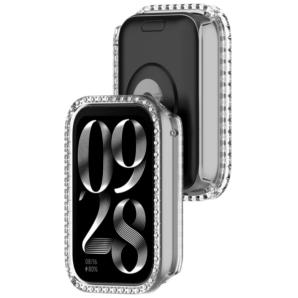 Decory plastové nasadzovacie puzdro s kamienkami na Xiaomi Smart Band 9 Pro - priehľadné