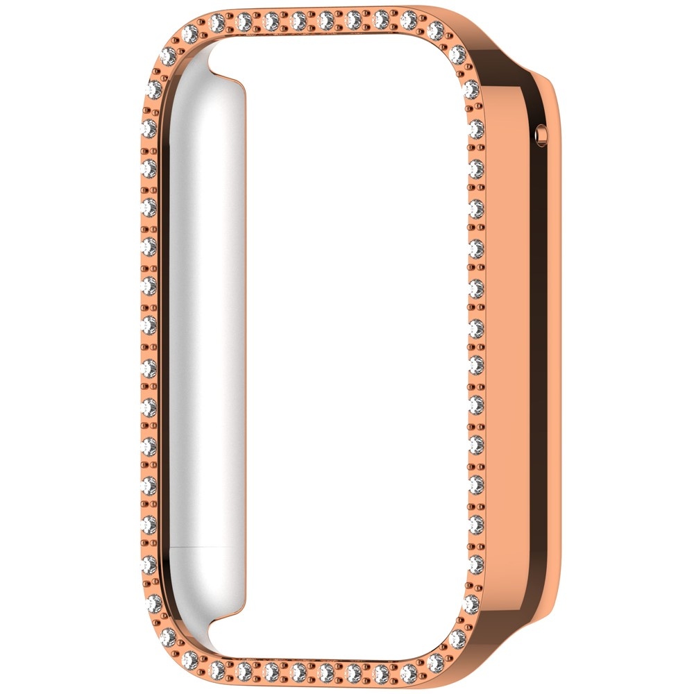 Decory plastové nasadzovacie puzdro s kamienkami na Xiaomi Smart Band 9 Pro - ružovozlaté