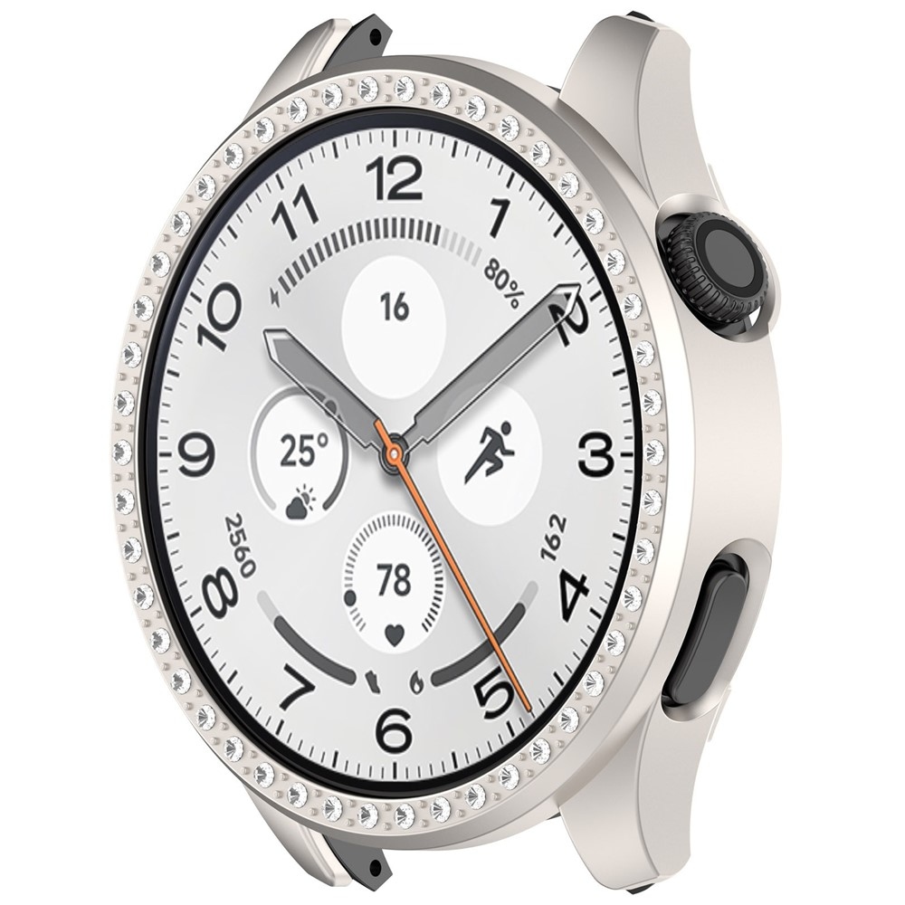 Decory plastové nasadzovacie puzdro s kamienkami na Xiaomi Watch 5 - béžové