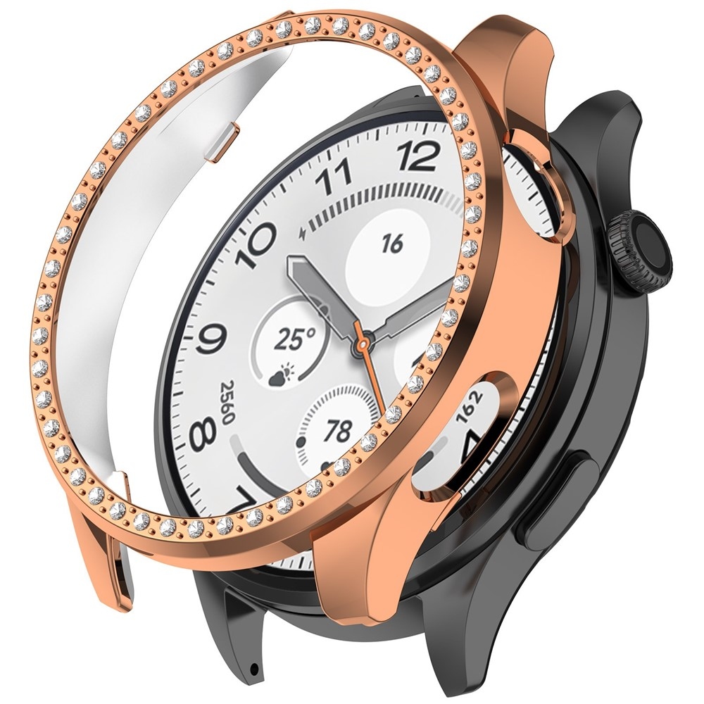 Decory plastové nasadzovacie puzdro s kamienkami na Xiaomi Watch 5 - ružovozlaté