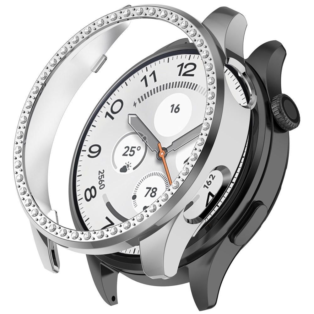 Decory plastové nasadzovacie puzdro s kamienkami na Xiaomi Watch 5 - strieborné