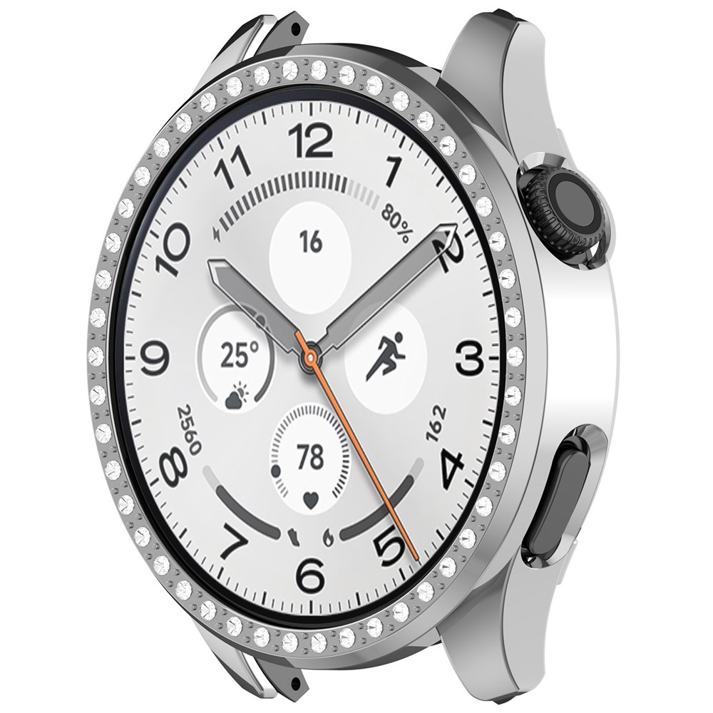 Decory plastové nasadzovacie puzdro s kamienkami na Xiaomi Watch 5 - strieborné