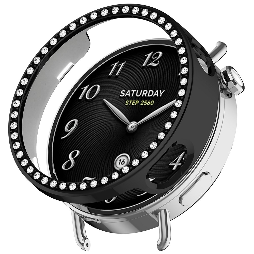 Decory plastové nasadzovacie puzdro s kamienkami na Xiaomi Watch S4 41mm - čierne