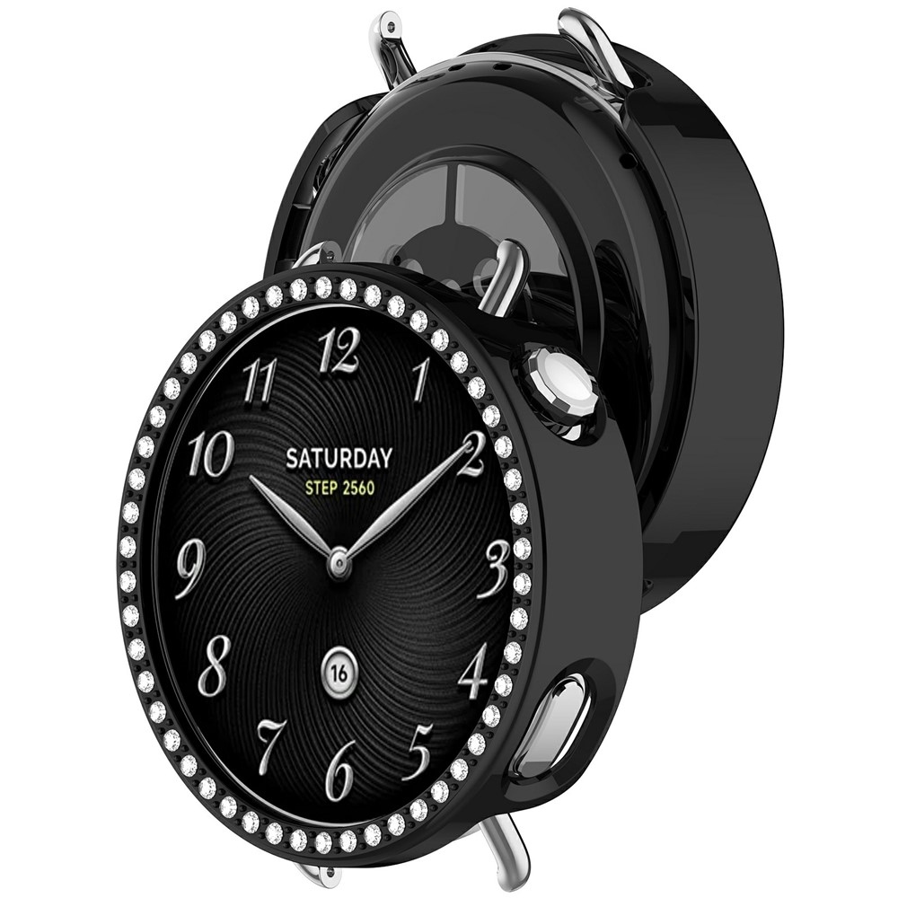 Decory plastové nasadzovacie puzdro s kamienkami na Xiaomi Watch S4 41mm - čierne
