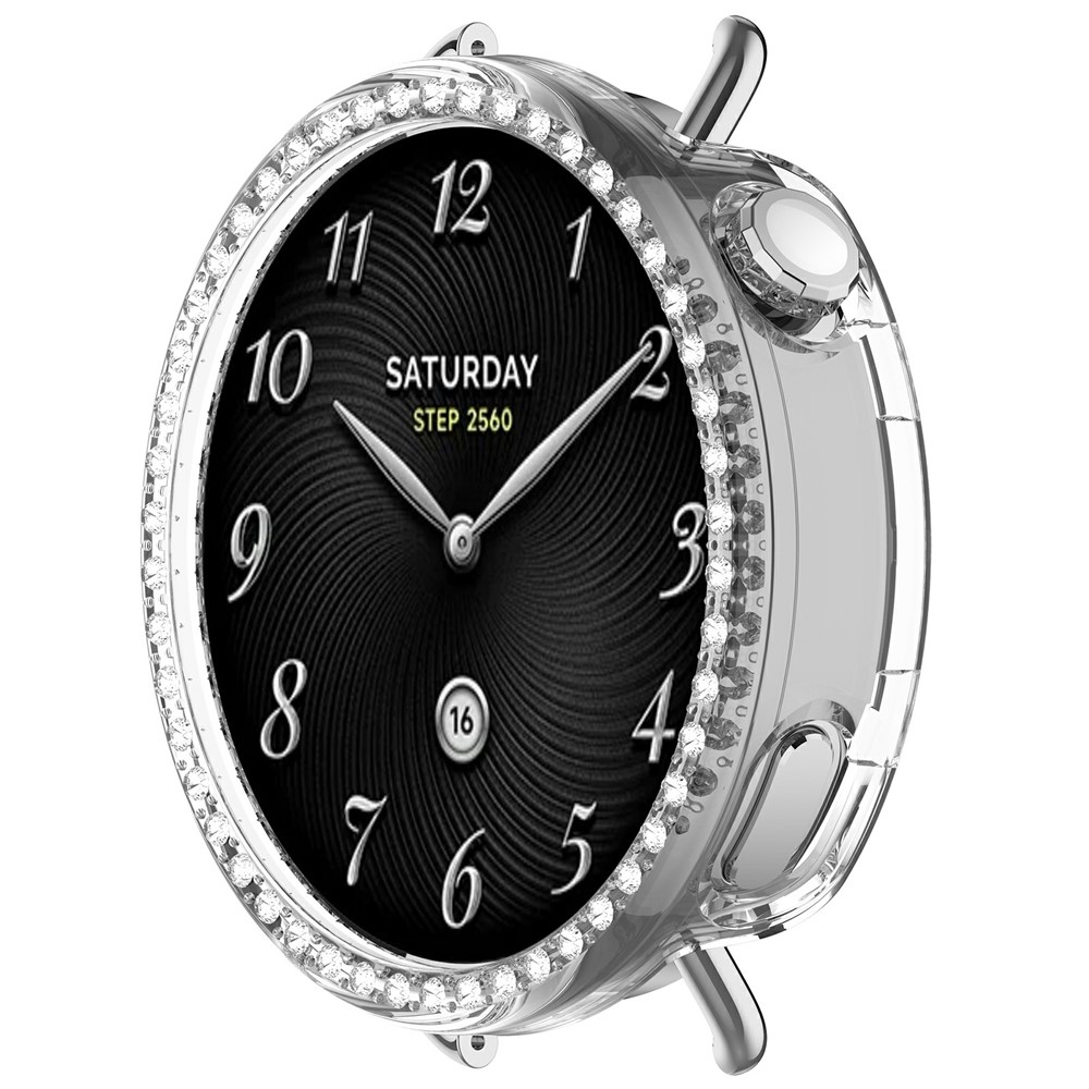 Decory plastové nasadzovacie puzdro s kamienkami na Xiaomi Watch S4 41mm - priehľadné