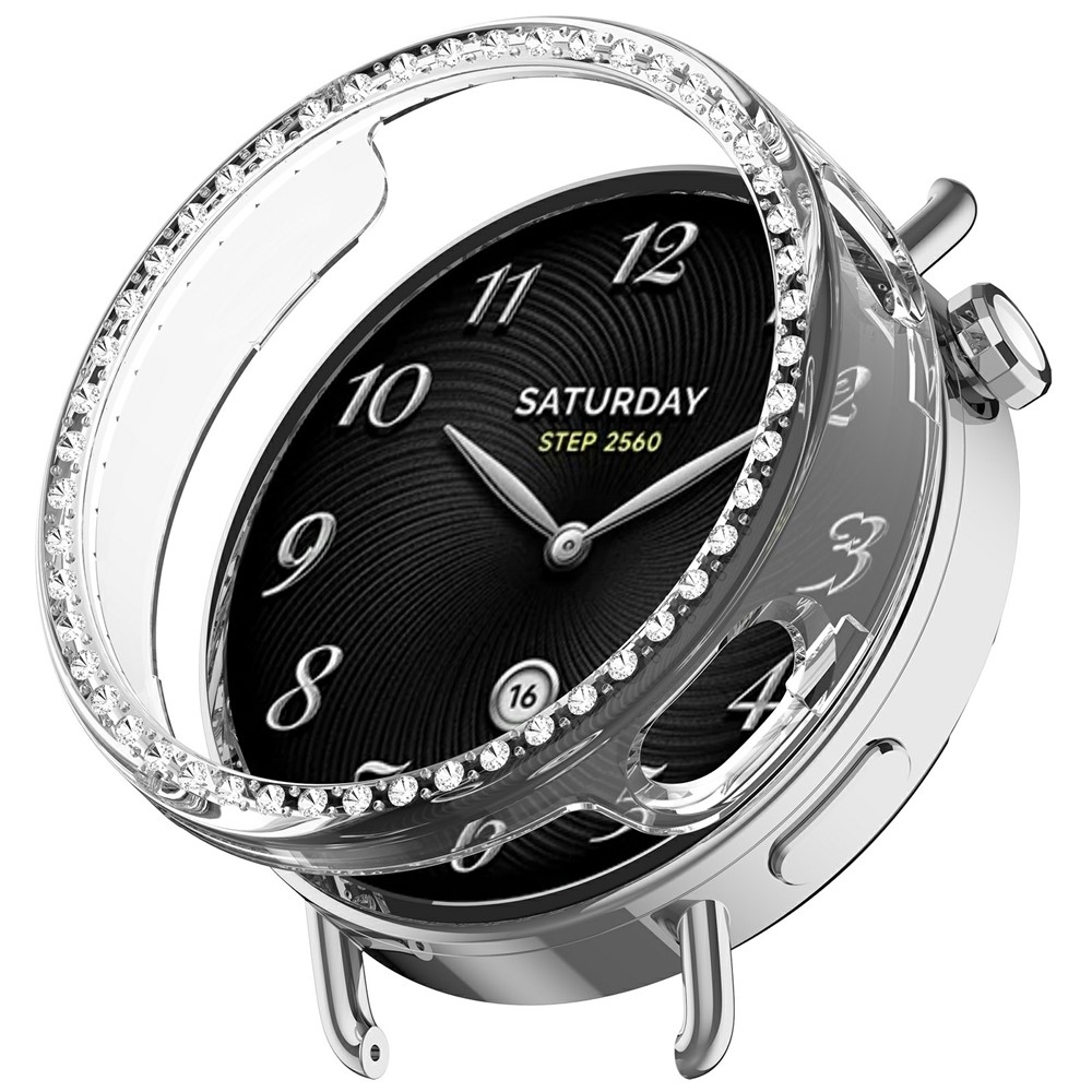 Decory plastové nasadzovacie puzdro s kamienkami na Xiaomi Watch S4 41mm - priehľadné
