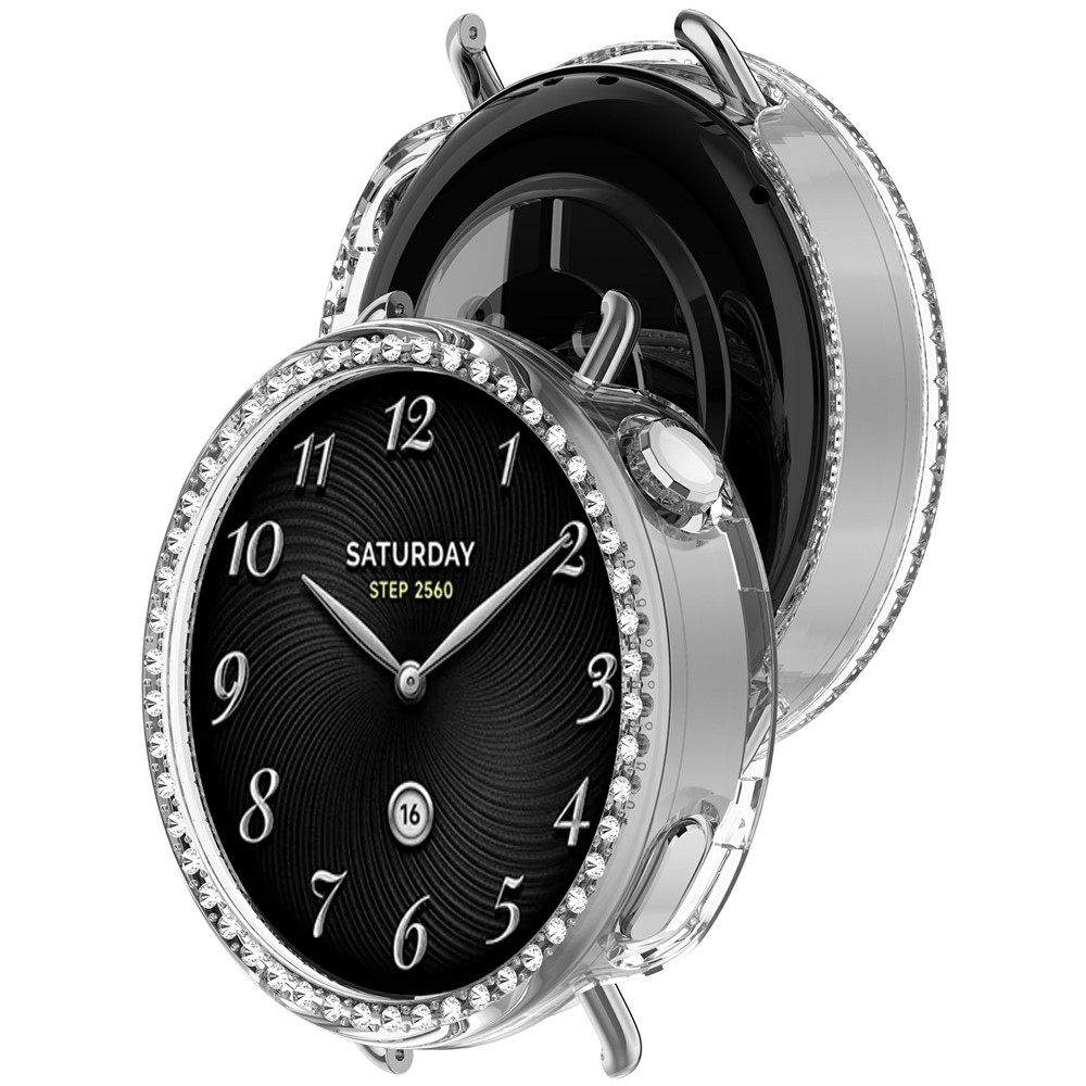 Decory plastové nasadzovacie puzdro s kamienkami na Xiaomi Watch S4 41mm - priehľadné