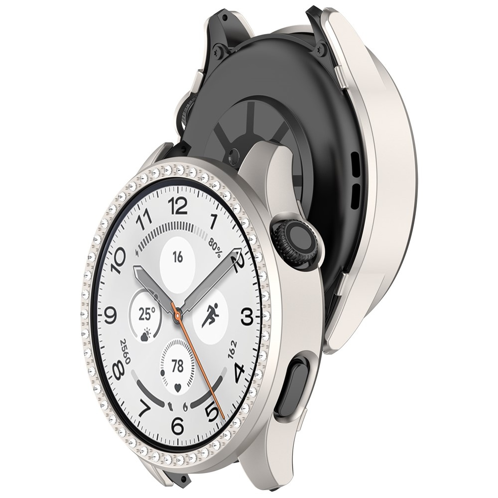 Decory plastové nasadzovacie puzdro s kamienkami na Xiaomi Watch S5 - béžové