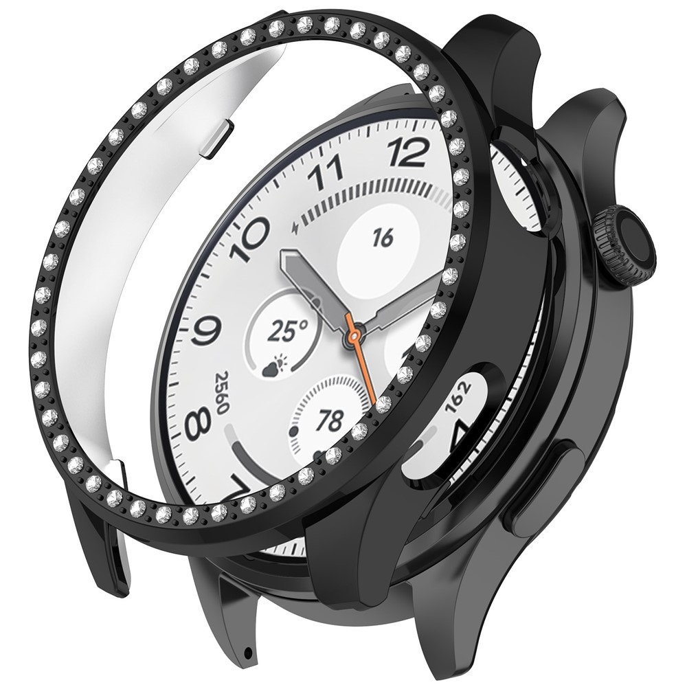 Decory plastové nasadzovacie puzdro s kamienkami na Xiaomi Watch S5 - čierne