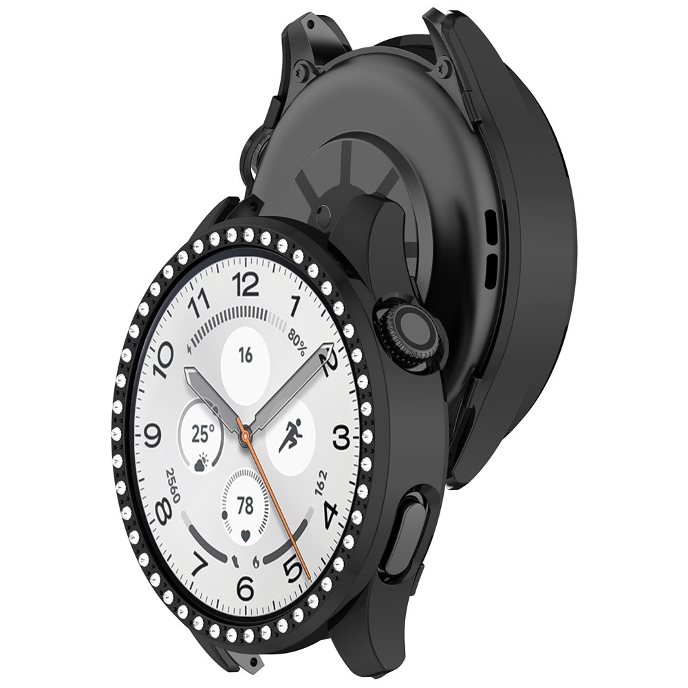 Decory plastové nasadzovacie puzdro s kamienkami na Xiaomi Watch S5 - čierne