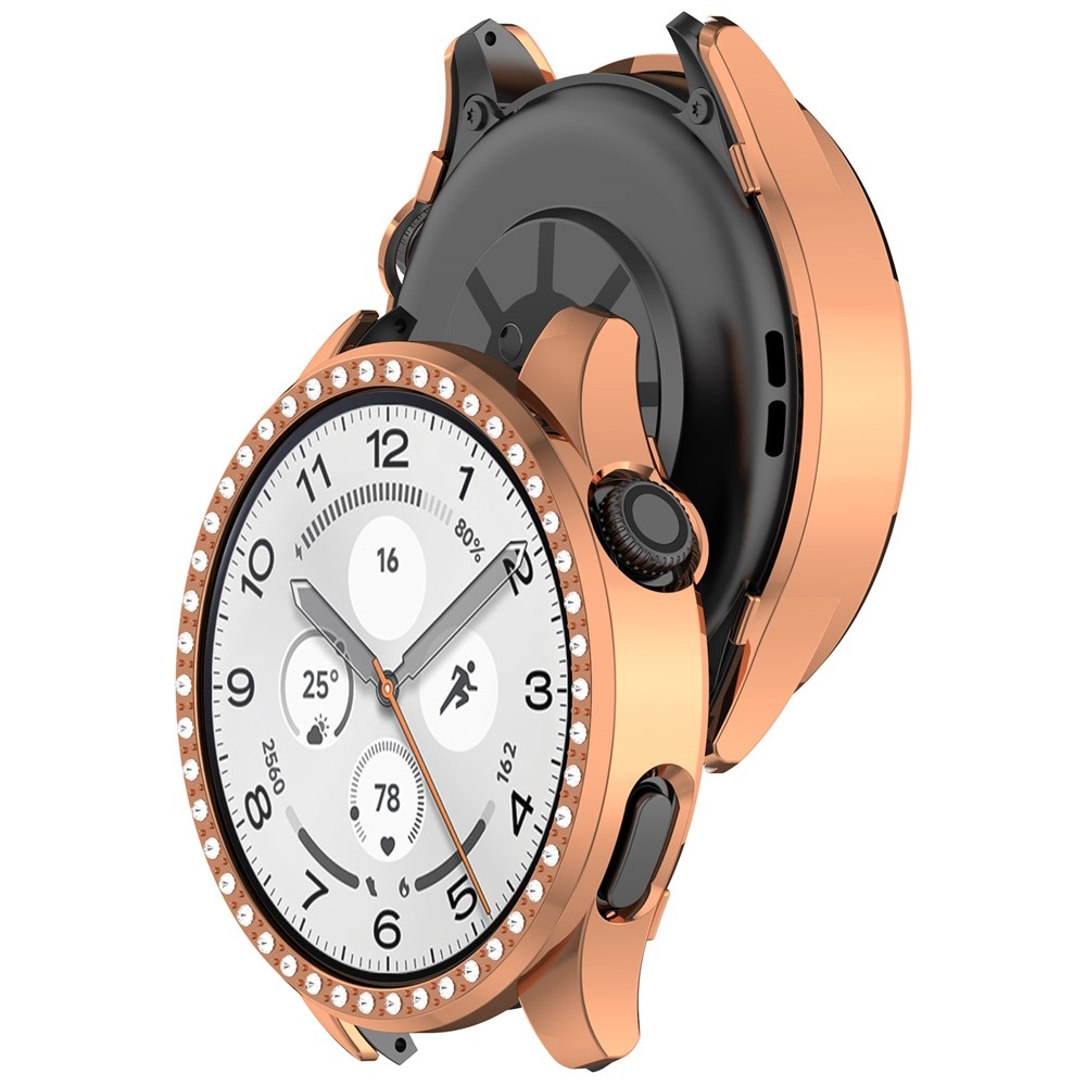 Decory plastové nasadzovacie puzdro s kamienkami na Xiaomi Watch S5 - ružovozlaté